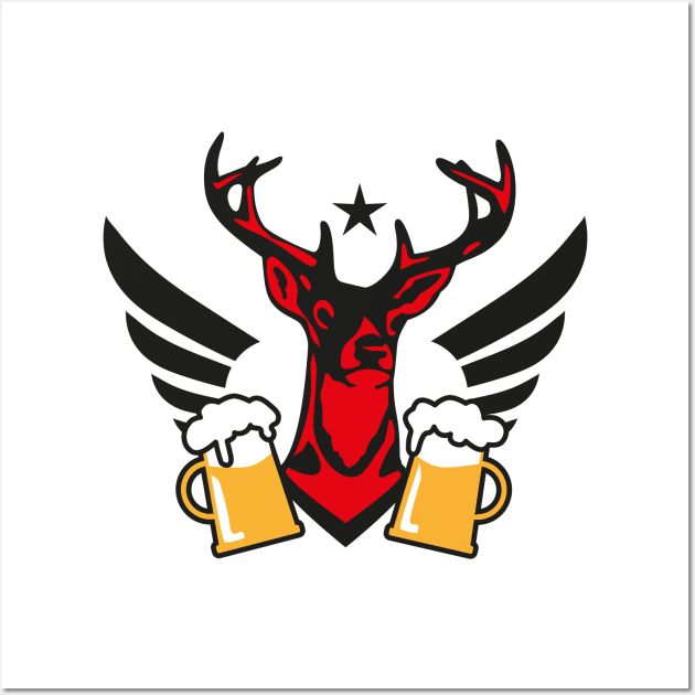 163 Cool Deer Wings Beer drinking Team Prost Party Wall Art by Margarita7